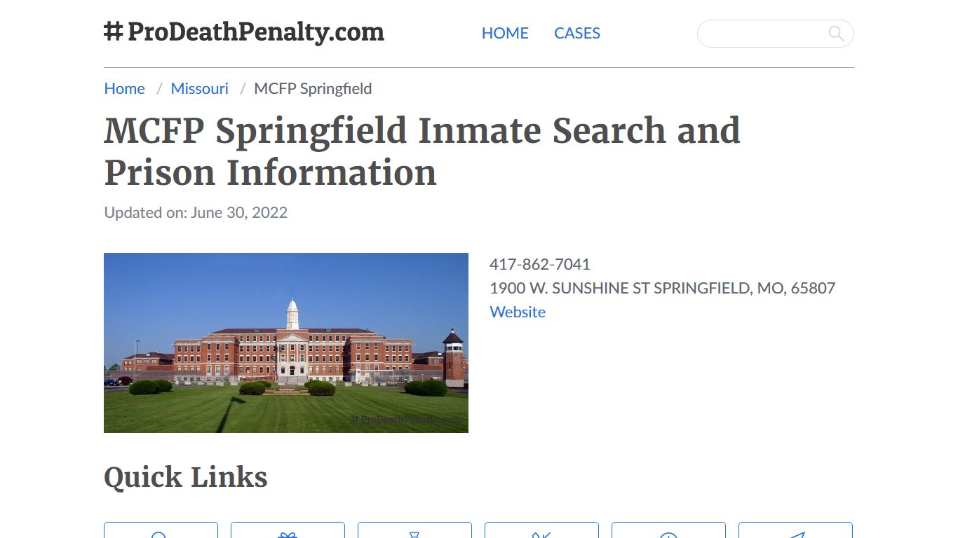 MCFP Springfield Inmate Search and Prison Information