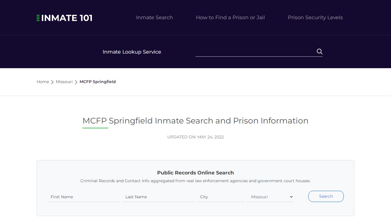 MCFP Springfield Inmate Search | Lookup | Roster